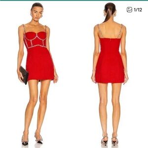 AREA Scarlet Tweed Mini Dress